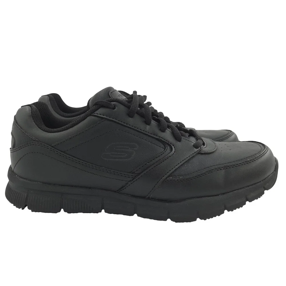 Skechers Work Nampa Wyola Shoes 10W WIDE Women Black Slip Resistant Memory Foam